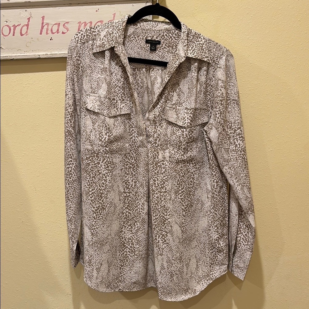 Animal Print Button-Up Blouse